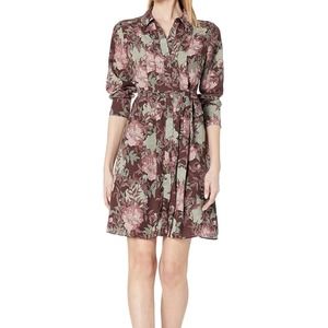 Nanette Lepore Women's Long Sleeve Print Wide Body Pleated Dress Sz 12 * ND09